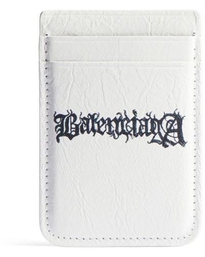 Balenciaga Magnetisches Kartenetui mit Logo-Print - Weiß