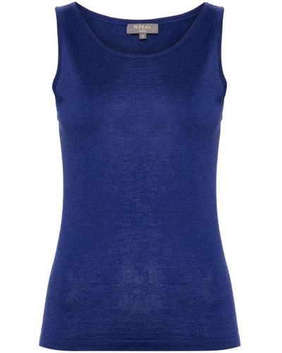 N.Peal Cashmere Scoop-neck Tank Top - Blue