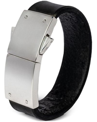 Parts Of 4 Box Lock Leather Bracelet - Black