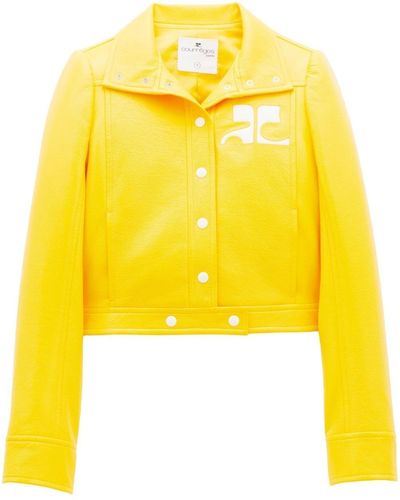 Courreges Faux-Leder-Jacke mit Druckknöpfen - Gelb