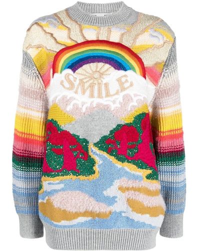 Stella McCartney Jersey en intarsia Festive Smile - Gris