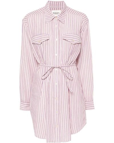 Isabel Marant Striped Mini Shirt Dress - Pink