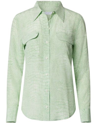 Equipment Long-sleeve Silk Shirt - Green