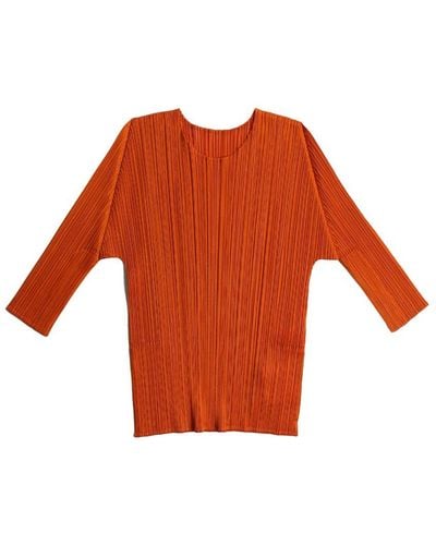 Pleats Please Issey Miyake Monthly Colors: April Pleated T-shirt - Orange