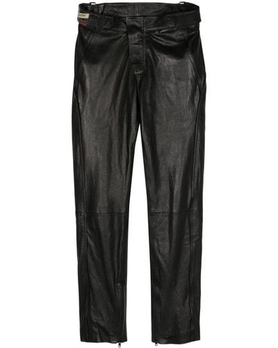 Martine Rose Straight-leg Leather Pants - Gray