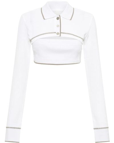 Dion Lee Polo-collar Cotton Crop Top - White