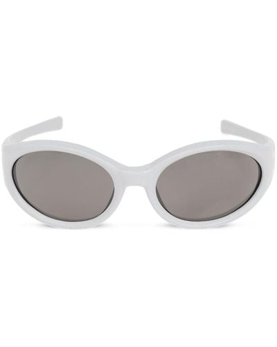 Maison Margiela X Gentle Monster Mm104 Leather Wraparound-frame Sunglasses - Grey