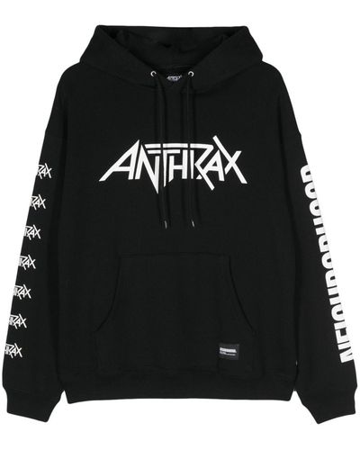 Neighborhood X Anthrax Logo-print Hoodie - Black