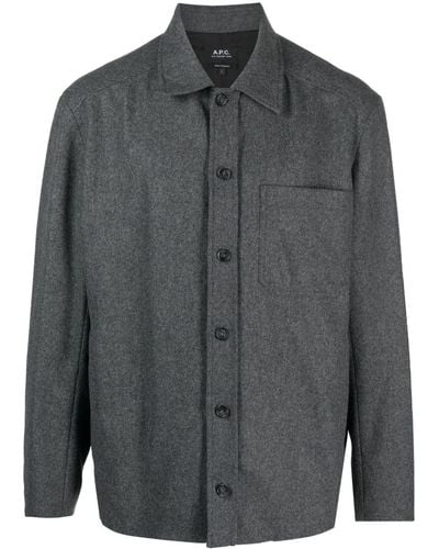 A.P.C. Button-up Wool-blend Jacket - Grey