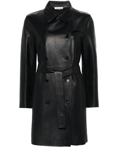 P.A.R.O.S.H. Double-breasted Leather Coat - Black