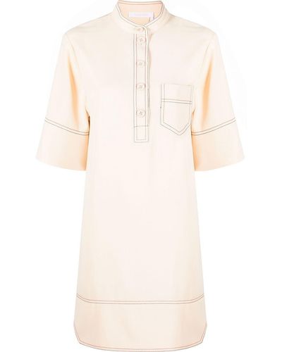 See By Chloé Contrast-stitch Short-sleeve Shift Dress - Multicolour