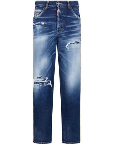 DSquared² Lace-up Distressed Jeans - Blue
