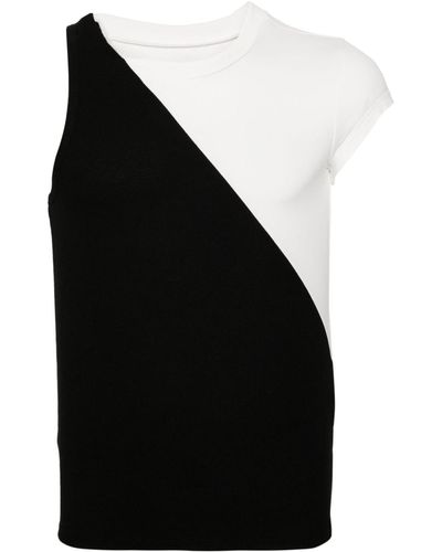 MM6 by Maison Martin Margiela Asymmetric Cotton-belnd T-shirt - Black