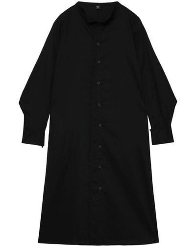Y's Yohji Yamamoto Long-sleeve Cotton Midi Shirtdress - Black