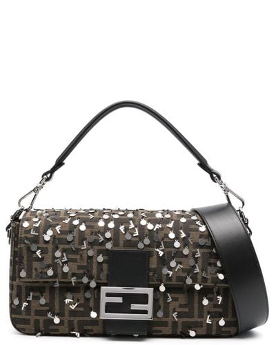 Fendi Sequin-embellished Tote Bag - Black