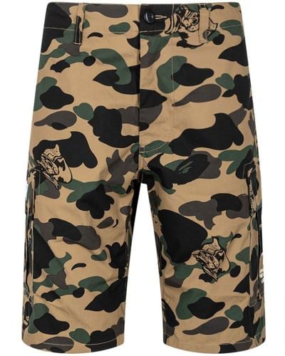 A Bathing Ape Ursus Military Shorts - Brown