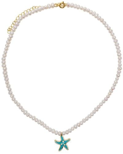 Eshvi Pearl Starfish Necklace - White