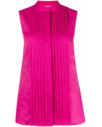 Genny Pleat-detail Sleeveless Shirt - Pink