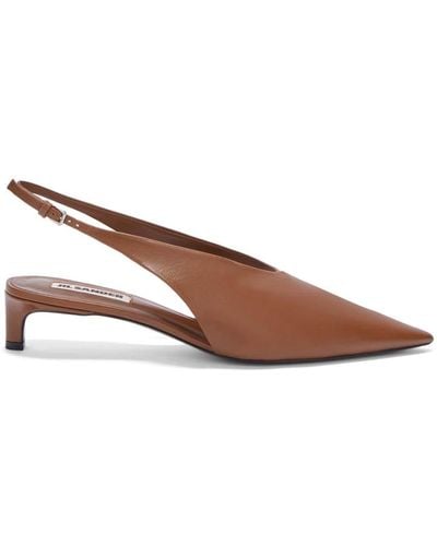 Jil Sander Pointed-toe Leather Slingback Court Shoes - Brown