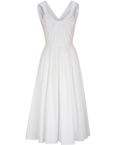 Alexander McQueen Pleated A-line Dress - White
