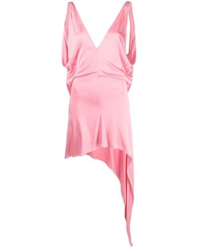 Bally Satin V-neck Mini Dress - Pink