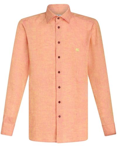 Etro Leinenhemd mit Pegaso-Stickerei - Pink