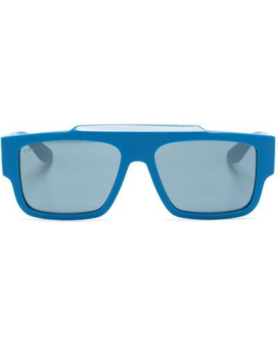 Gucci Gafas de sol con montura cuadrada y logo - Azul