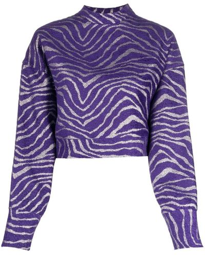 Genny Zebra-print Cropped Jumper - Purple