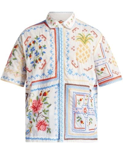 FARM Rio Tropical Cross Stitch Embroidered Shirt - White