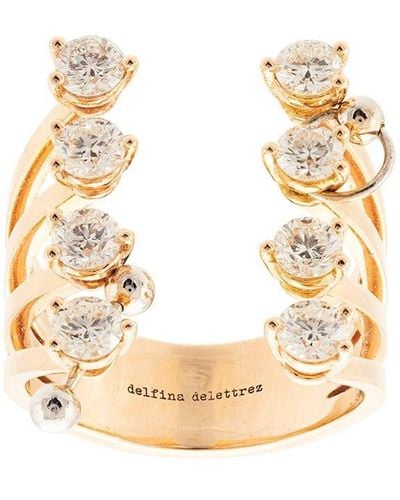 Delfina Delettrez 18kt yellow gold pierced diamond dots ring - Métallisé