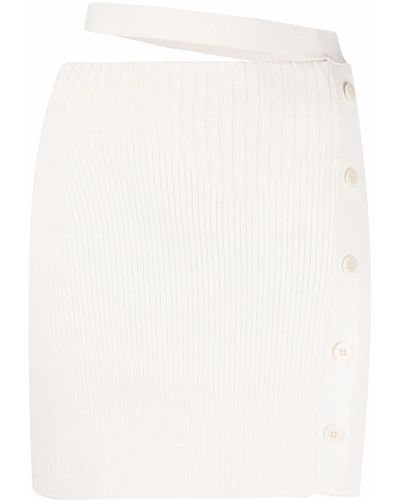 ANDREADAMO Strap-detail Ribbed-knit Skirt - White