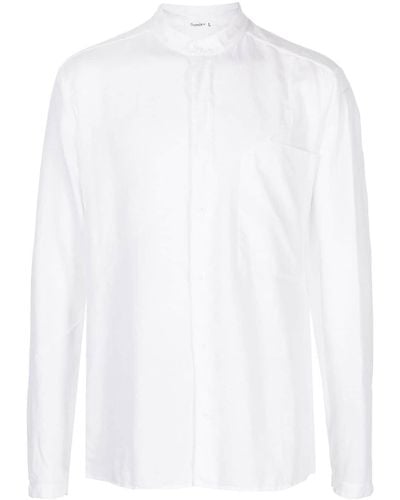 Transit Band-collar Panelled Shirt - White
