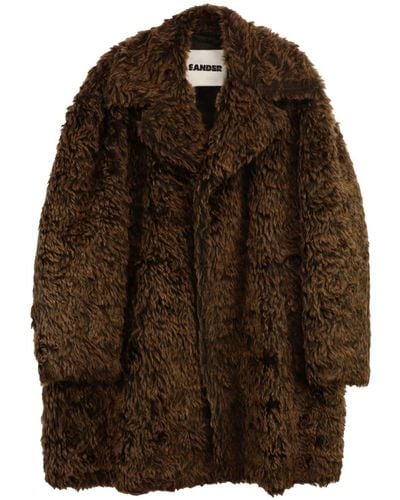 Jil Sander Single-breasted Faux-fur Coat - Brown