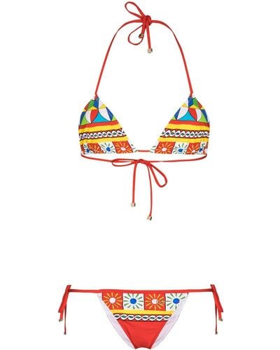 Dolce & Gabbana Bikini mit geometrischem Print - Rot