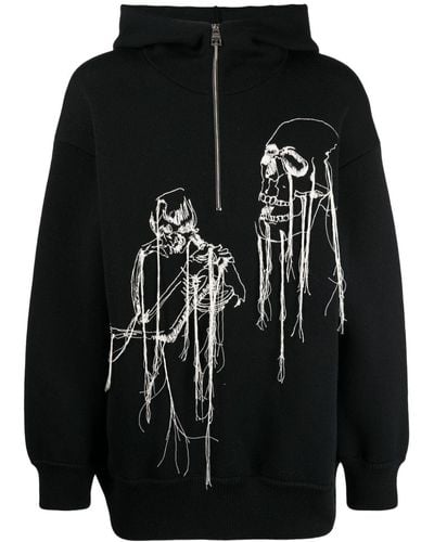 Alexander McQueen Skull-print Knitted Hoodie - Black