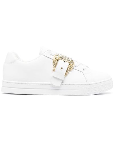 Versace Jeans Couture Logo-buckle Leather Trainers - White