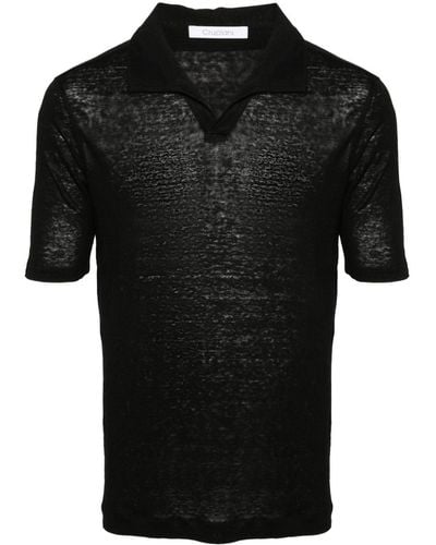 Cruciani Linen Polo Shirt - Black