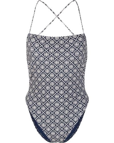 Tory Burch Monogram-pattern Swimsuit - Blue