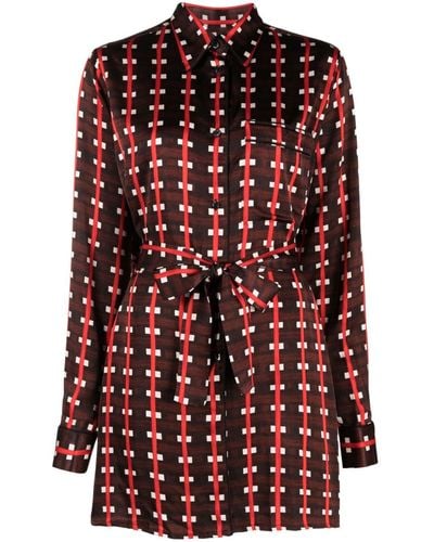 Wales Bonner Check-print Tie-waist Blouse - Red