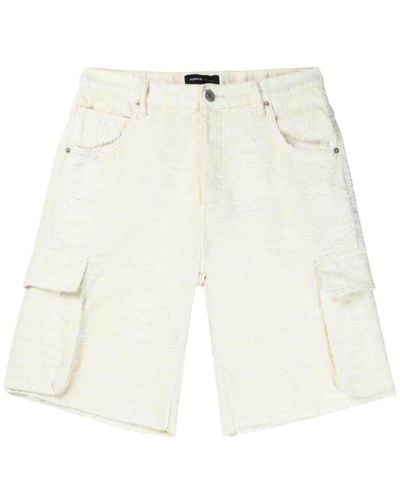Purple Brand Short en coton mélangé à poches cargo - Blanc