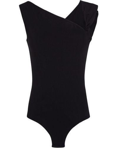 Karl Lagerfeld Asymmetric Organic-cotton Bodysuit - Black