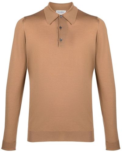 John Smedley Dorset Wool Polo Shirt - Brown