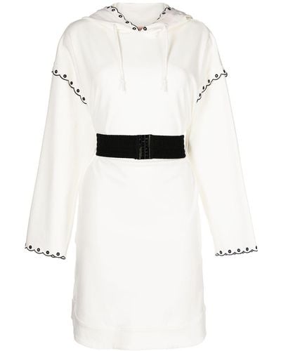 Twin Set Embroidered Hood Dress - White