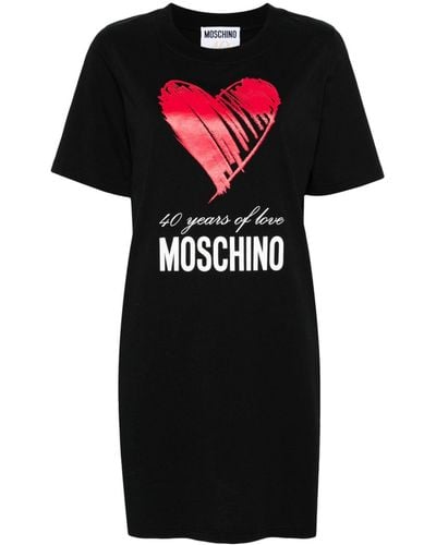 Moschino Heart-appliqué Cotton Minidress - Black