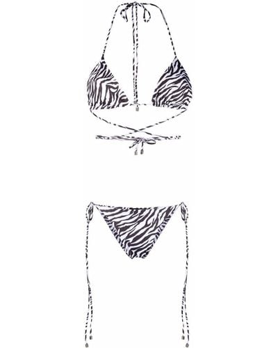 Manokhi Neckholder-Bikini mit Zebra-Print - Schwarz