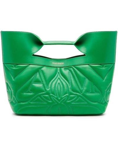Alexander McQueen The Bow Small Leather Handbag - Green