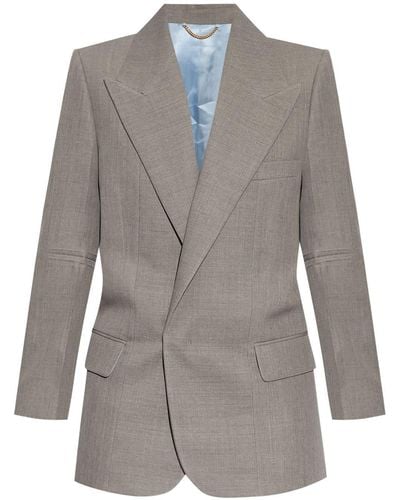 Victoria Beckham Contrasting-border Wool Blazer - Grey