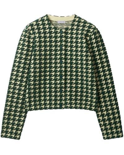 Burberry Houndstooth Button-front Cardigan - Green