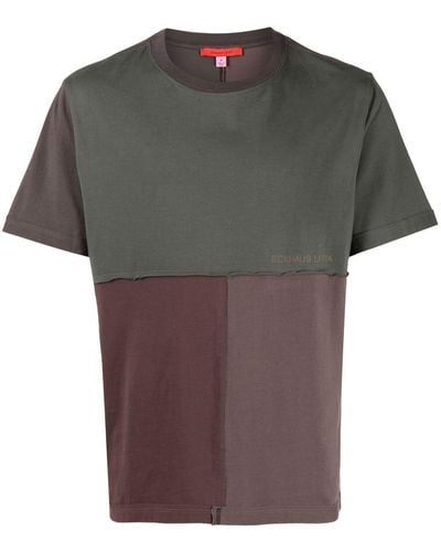 Eckhaus Latta Panelled-design Cotton T-shirt - Gray