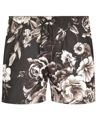 Dolce & Gabbana Badeshorts mit Blumen-Print - Schwarz